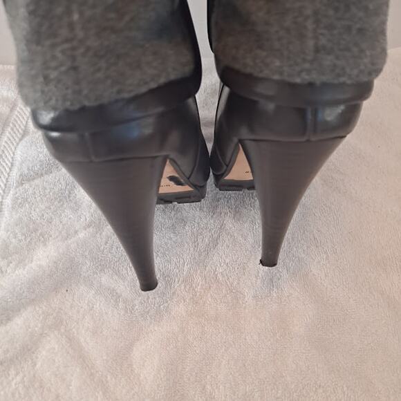 Cole Haan 4" Heel Statement Boot Size 7.5B Kennedy Wool Straps Buckles Boss Lady - Picture 11 of 13